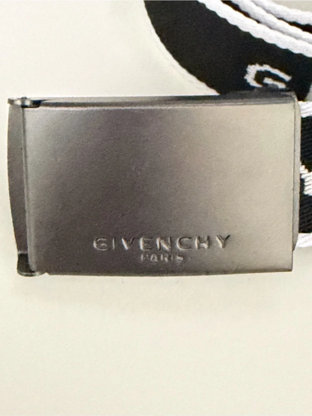 Givenchy Black and White Logo Webbing Belt with Matte Buckle